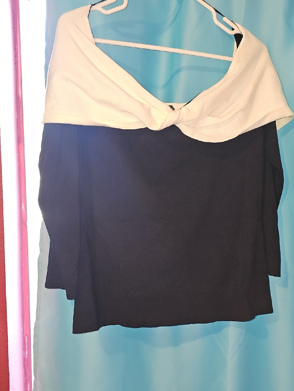 INC International Concepts Black Top with Cream Trim